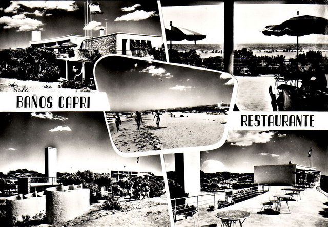 Postal dels Banys i Restaurant CAPRI de Gavà Mar (finals de la dècada dels 50 del segle XX)